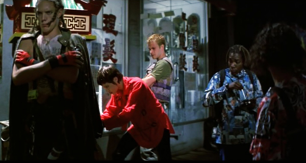 Characters from the movie 'Hackers' concentrating